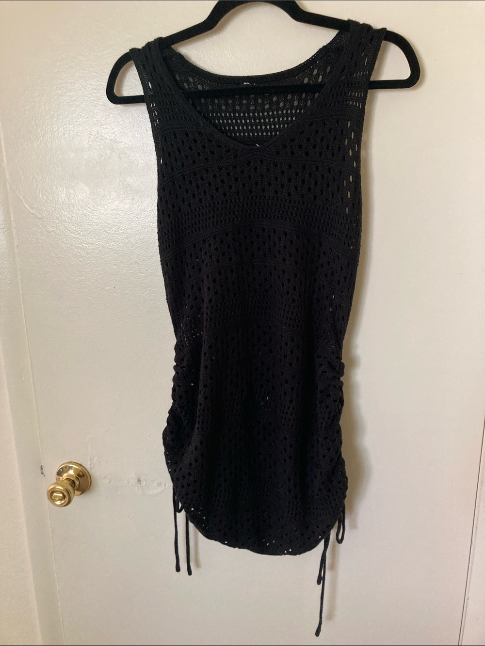 Black Crochet Swim Coverup Tank Dress